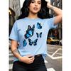 Fashionable butterfly printed T-shirt - short sleeved round neck, comfortable, breathable and soft, perfect choice for spring and summer