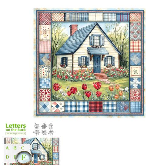 500Pcs/Set Vintage Collage Jigsaw Puzzle Patchwork Bloom House Puzzle Challenge Game Educational Paper Puzzle Toy Holiday Home Decoration