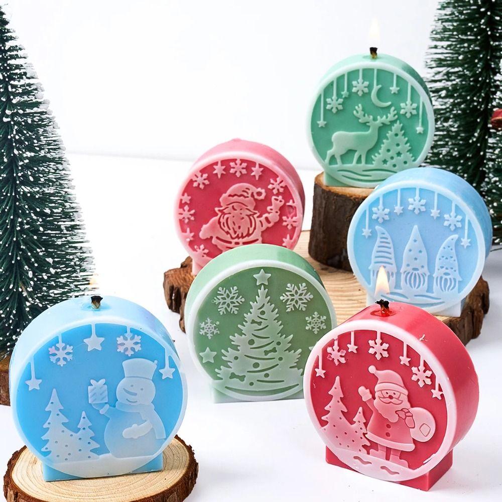 Silikon-Weihnachtskerzenformen Handgemachte DIY-Bastelartikel Kerzenverzierung Form Weihnachtsmann Rentier Schneemann Relief Weihnachtskugel