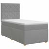 Box Spring Bed with Mattress and Headboard Light Gray Single Fabric