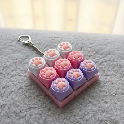 New Cute Cat Claw Keychain 9 Keys Keyboard Decompression Toys DIY Keyboard Keychain Toys For Adult Gifts