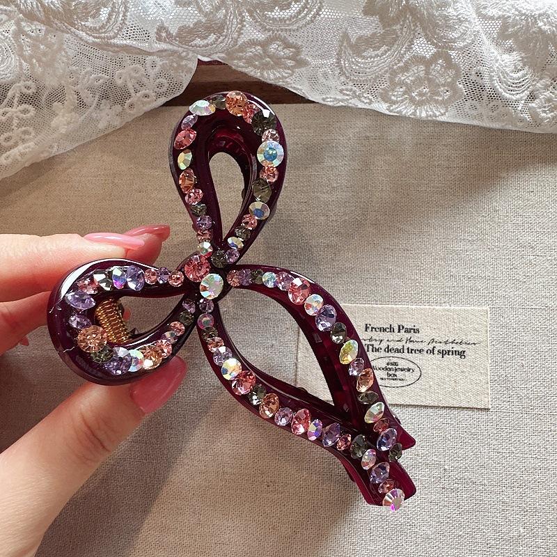 Elegant Fully Beaded Bow Hair Clip, Transparent Jelly Shark Hair Clip for Women