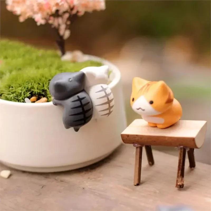 New 6Pcs/Set Cartoon Lucky Cat Home Office Garden Bonsai Decorations Miniatures Gift Lovely Micro Landscape Kitten Craft