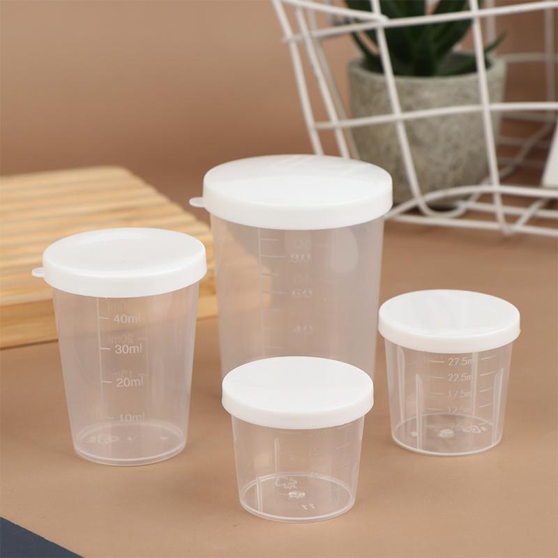 10Pcs/Set 20/30/50/100Ml Clear Liquid Pill Measuring Cups With Lids Travel Pill Organizer Cup Container For Liquid Medicine