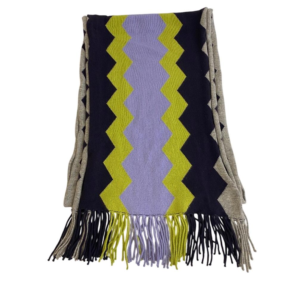 HERMES Geometric motif cashmere Scarf multicolor cashmere unisex Used