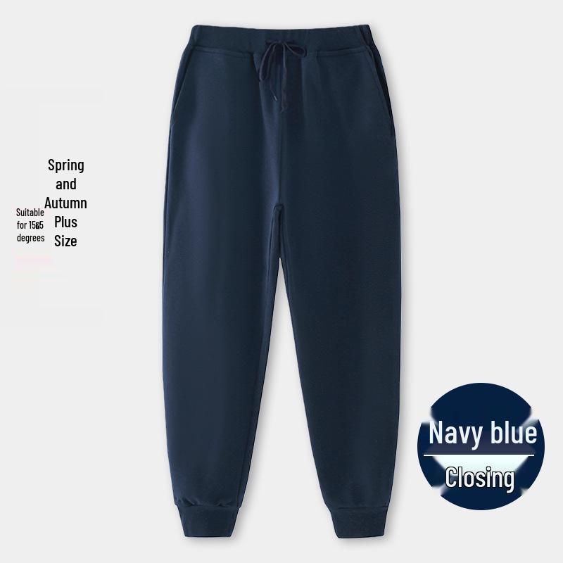 Calças Esportivas Retas com Forro de Fleece Azul Escuro para Meninas do Ensino Fundamental - Uniforme Escolar Primavera/Outono