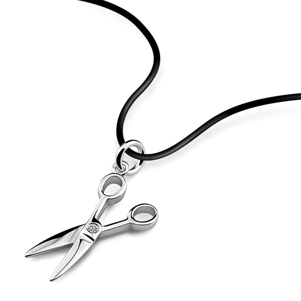 

Personalized Men S And Women S Scissors Pendant Necklace Electroplated Platinum Jewelry Silver Jewelry Collarbone Chain 41cm