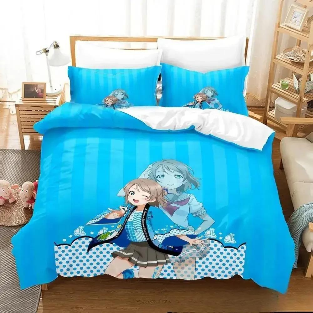 3D Print Anime LoveLive! Sunshine! Bedding Set Duvet Cover Bed Set Quilt Cover Pillowcase Comforter king Queen Size Boys Adult