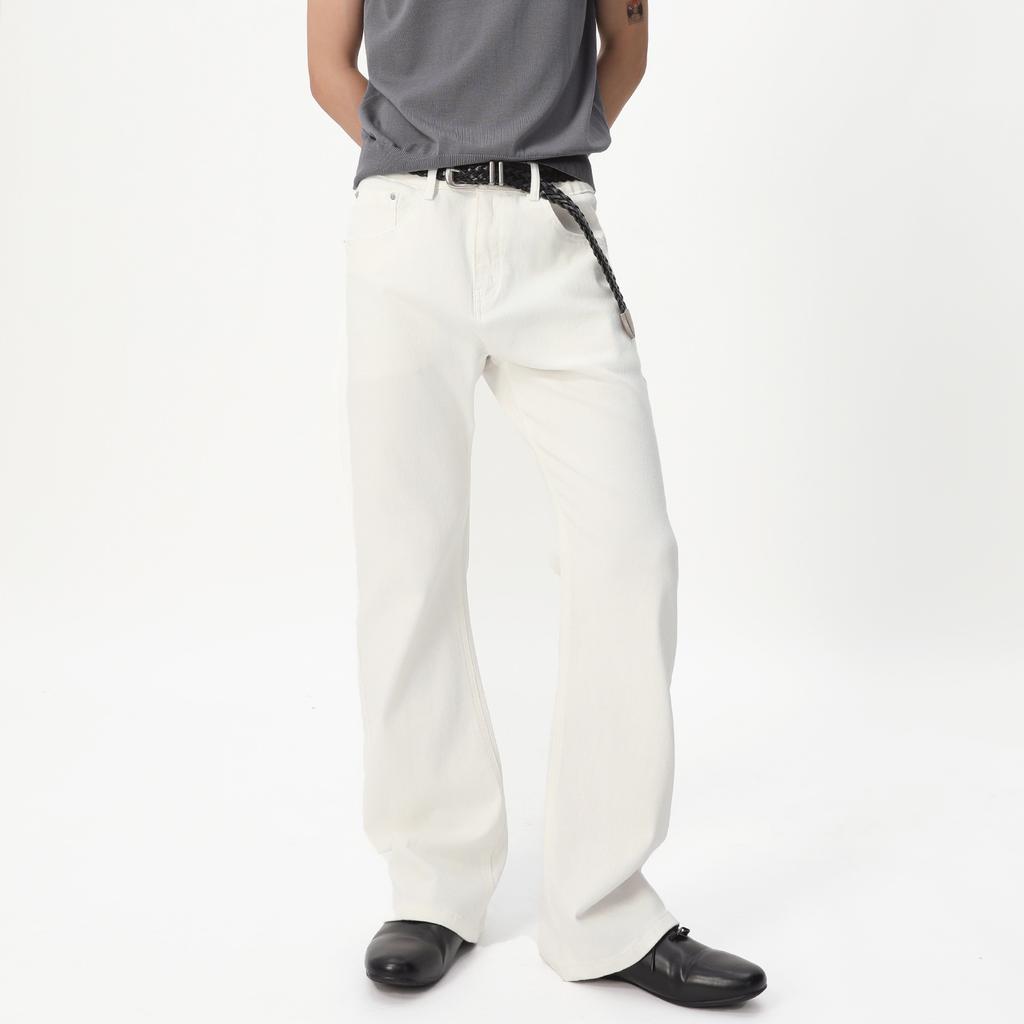 | Black Washed Retro Bootcut Straight Slim Solid Color Denim Trousers