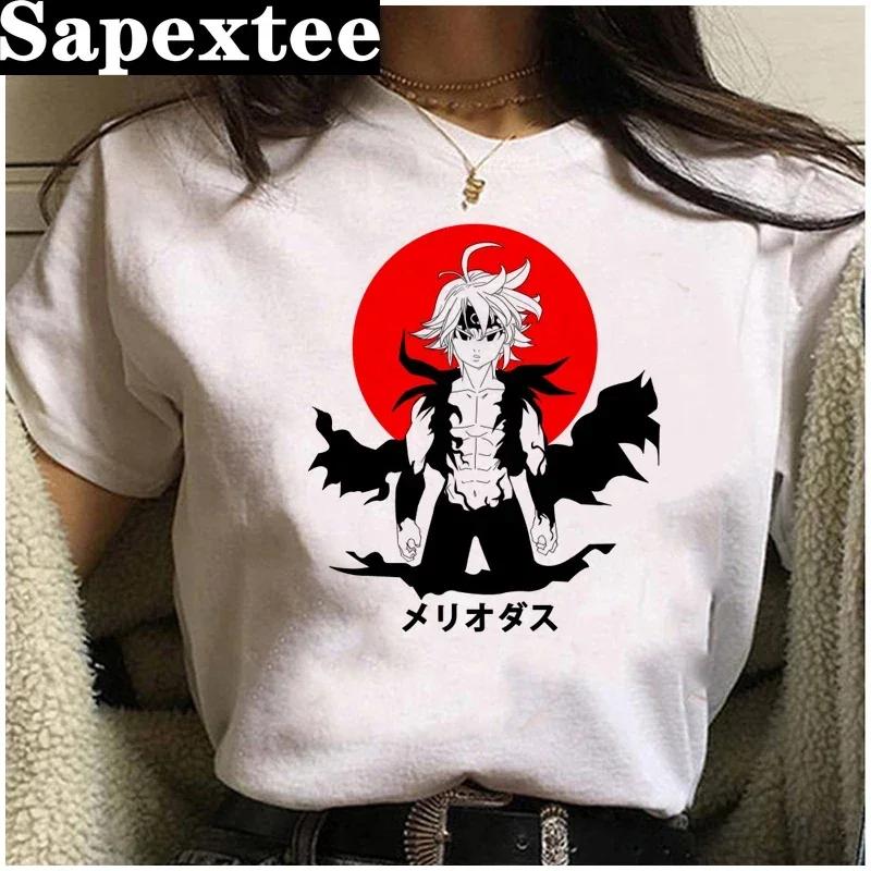 Japanischer Manga Seven Deadly Sins T-ShirtKawaii Cartoon Nanatsu NoTaizai Meliodas Muster T-Shirtsommeroberteilanime T-Shirt