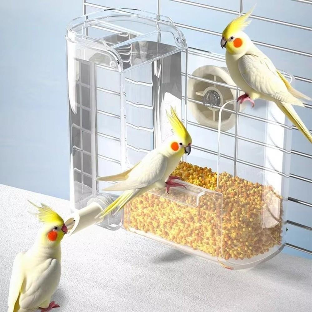 Transparent Bird Feeding Container Hanging Water Dispenser Bird Cage Feeder Waterer  Cockatiel