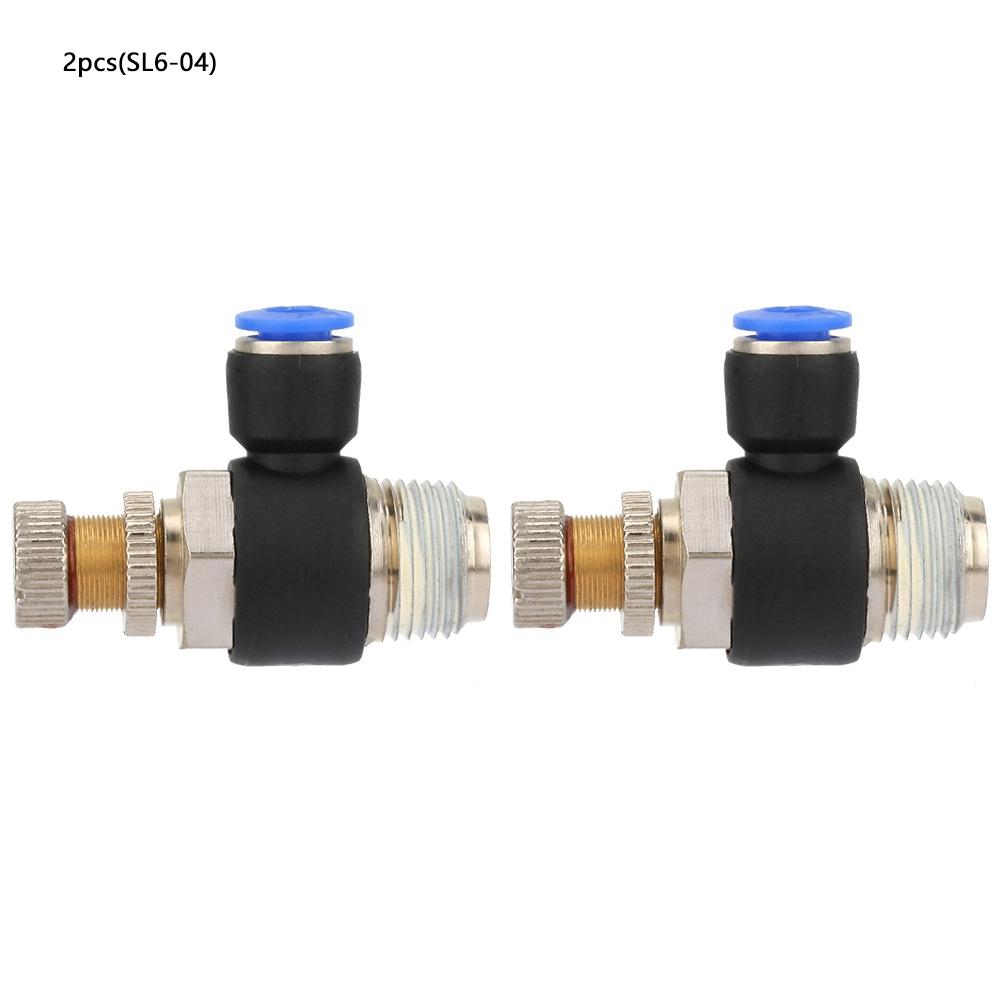 2pcs Tube Air Flow Speed Controller Pipe Pneumatic Fitting Regulator Valve SL6 04