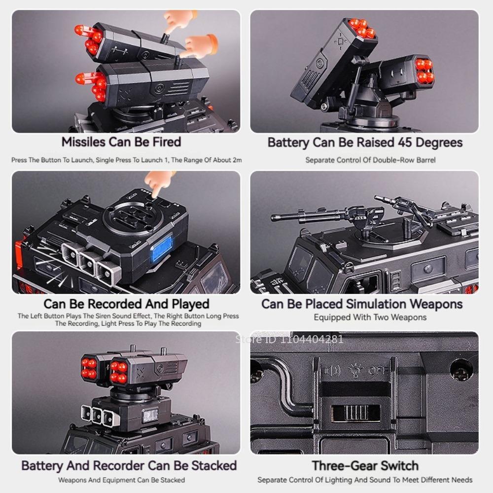 1:50 Legierte Panzerwagen Diecast Modell Spielzeug Sound Licht Rückzieher Türen Geöffnet Miniatur Raketenfahrzeug für Kind Jungen Sammlung Spaß