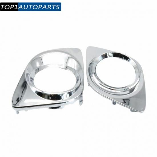 Left & Right Front Bumper Fog Light Trim Chrome Fits For 2009-2012 Toyota Venza