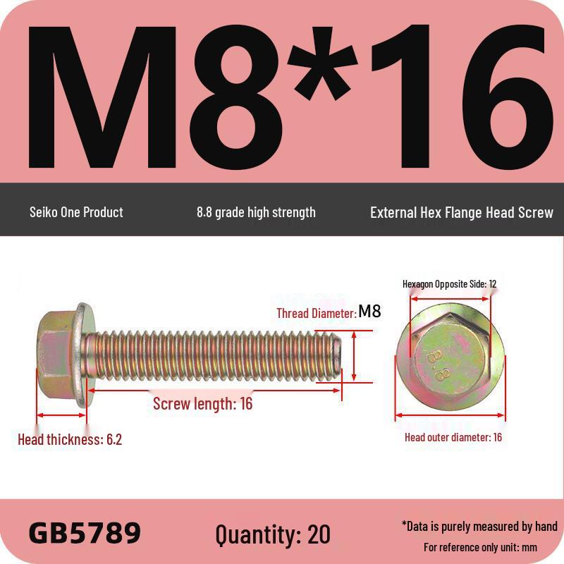 Verzinkter Sechskantflanschschraube mit Scheibe, Güte 8.8, M5-M12