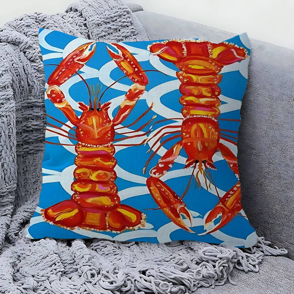 Sardine Lobster Ocean Animal Pillow Cover Sofa Cushion Cover Home Room Decoration Children Gift