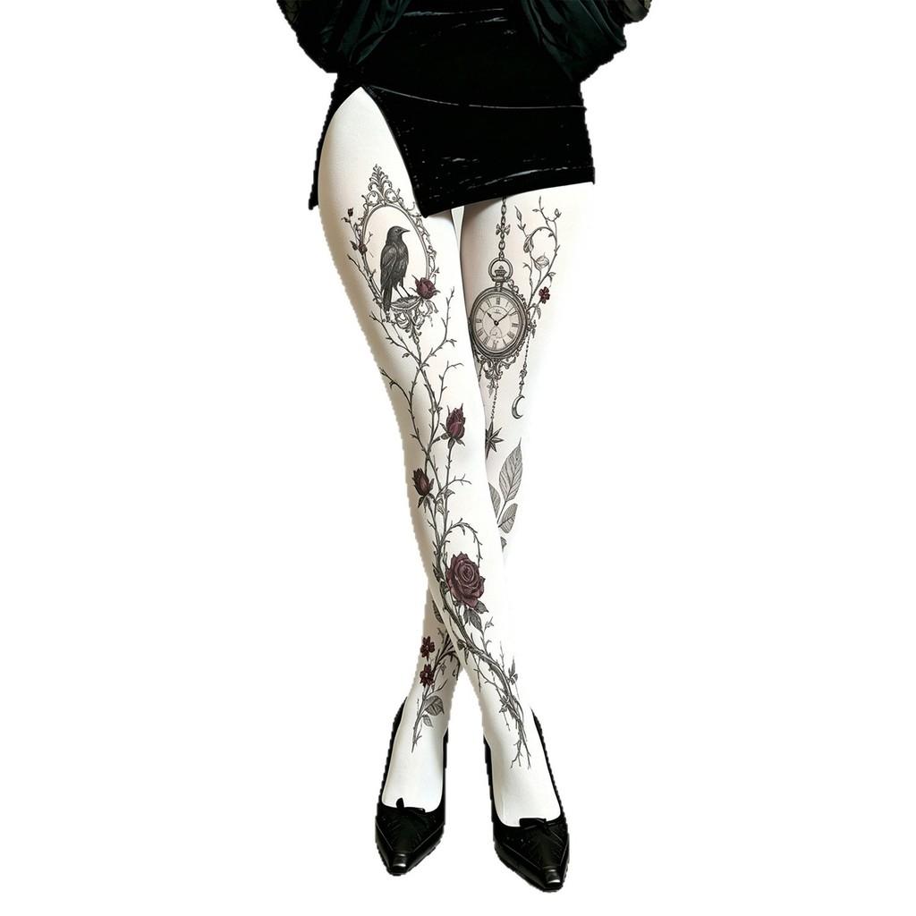 Dark Patterned Silk Stockings With Nylon Fabric For Women Casual Streetwear