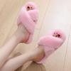 Ladies, Cross Straps, Plush Slippers, Indoor, Warm Cotton Shoes, Thick, Open Toed, Plush Slippers