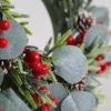 40Cm Faux Pe Wreath Christmas Decoration Simulation Red Berry Eucalyptus Leaves Flocked Spray White Door Hanging Ring