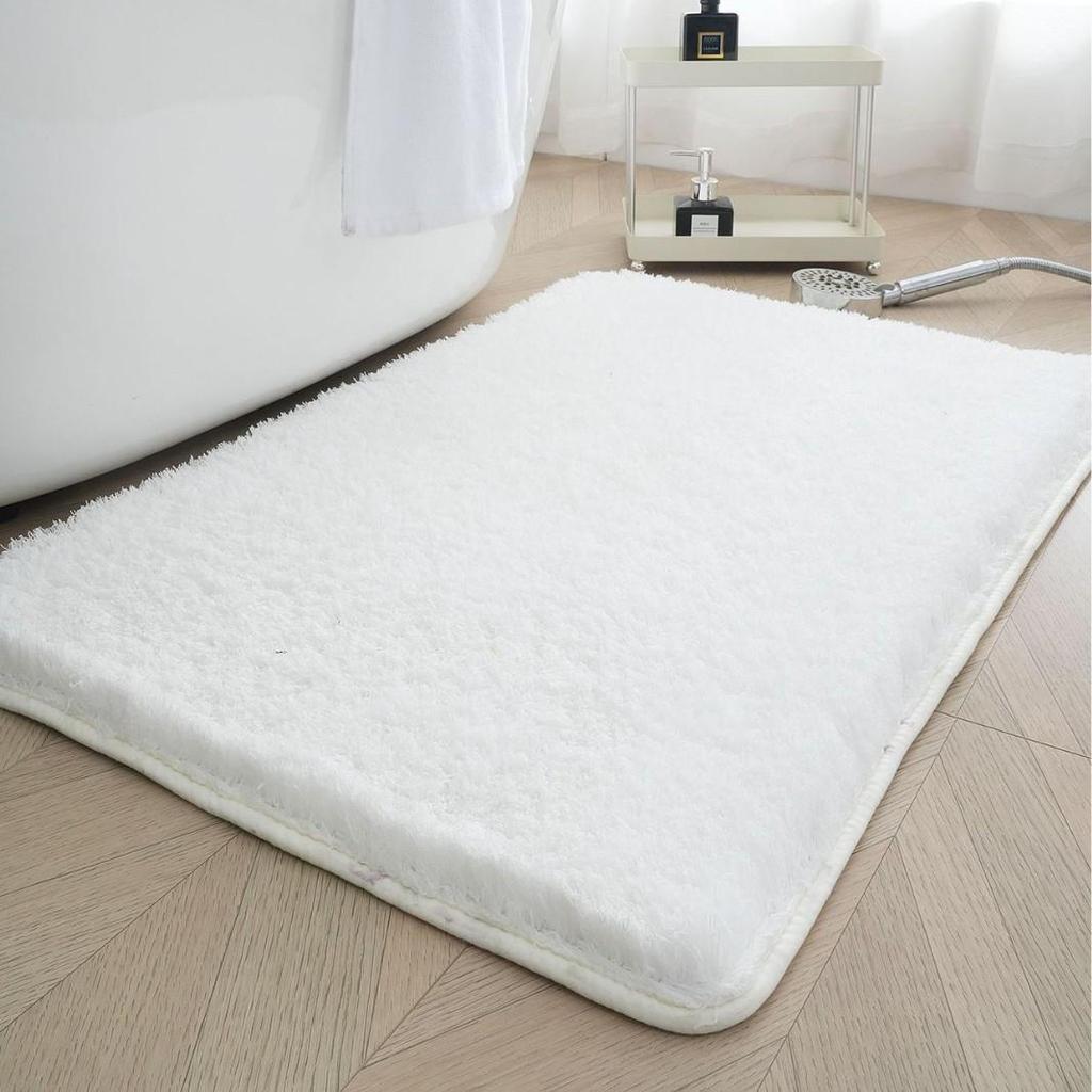 Thick Lambswool Water-Absorbent Bathroom Rug - Solid Color Full Coverage Floor Mat for Living Room, Bedroom, Entrance