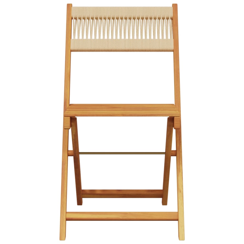 Bistro Chairs 2 pcs Beige Solid Acacia Wood and Rope