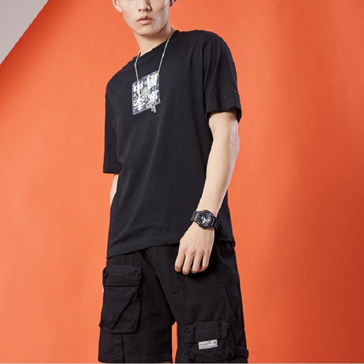 Li-Ning SS20 Paris Fashion Week Series Logo Print Casual Sports Short Sleeve T-Shirt Men Tops Black AHSQ563-3