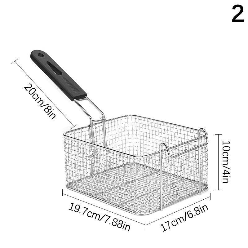 Stainless Steel Fryer Screen French Fries Frame Square Filter Net Encrypt Colander Strainers Shaped Frying Fried Mesh Basket