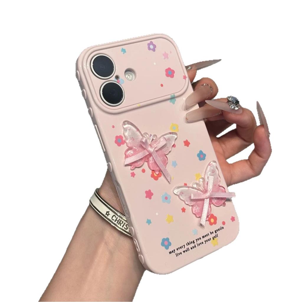 Beautiful floral butterfly is suitable for Apple 17promax mobile phone iphone16/15Pro love window mobile phone case