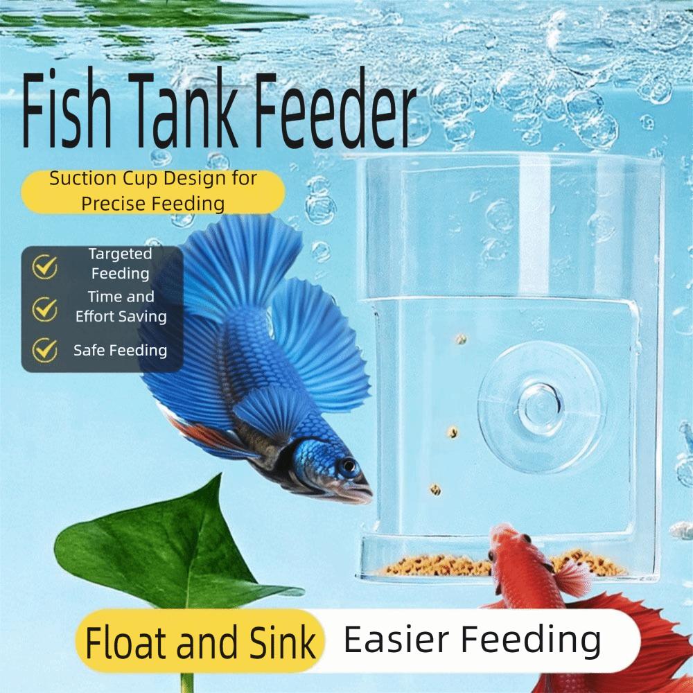 Acrylic Aquarium Feeders Ring Transparent Suction Cup Fish Tank Food Dispenser Fixed-Point Fish Feeder Tray for Baby Fish Shrimp