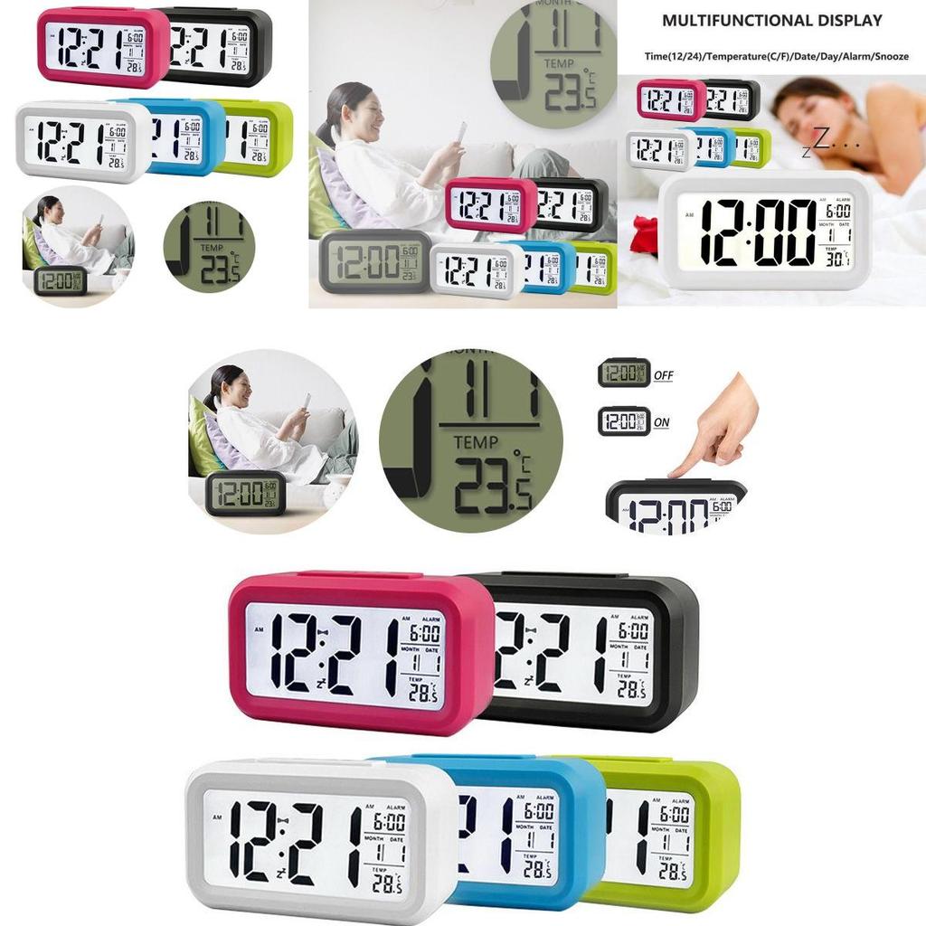 Digital Display Alarm Clock With Snooze Night Light Thermometer- Home Battery Operated