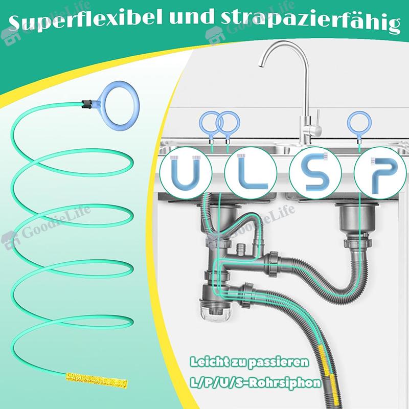 Drain Cleaner Spiral Hook Sticks Pack of 4,90 cm Anti-Break Steel with Nylon Coating,Drain Cleaner and Hair Catcher for Bathtub,Sewers