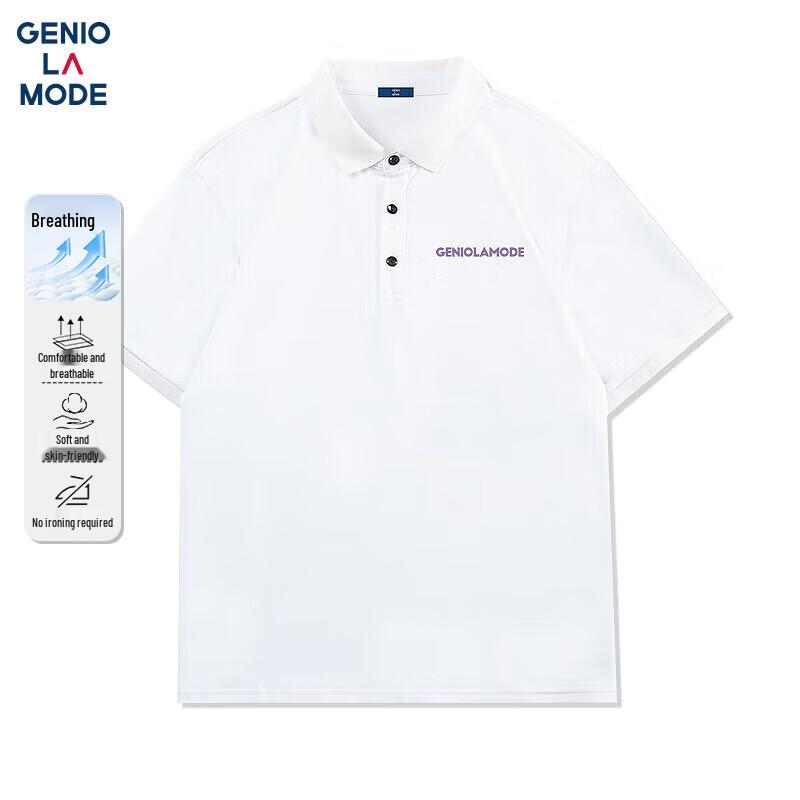 GENIOLAMODE Men s Casual Logo Print Polo Shirt L