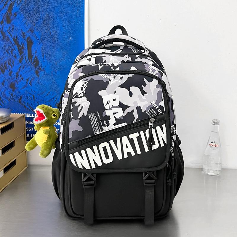 Schoolbag Japanese ins trendy cool American retro contrasting colors versatile large-capacity schoolbag male junior high school student backpack