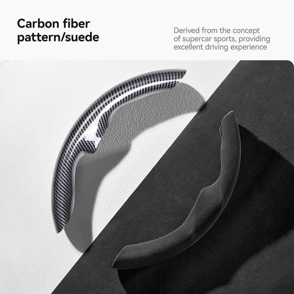 YZ For Tesla Model 3 Y Highland Juniper 2025 Suede velvet Car Steering Wheel Cover DIY carbon fiber texture Sport Steering Wheel