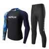 Herren UV-Schutz Rash Guard Set Langarm Oberteil Hose Schnelltrocknend Neoprenanzug Surfen Tauchen Schwimmen