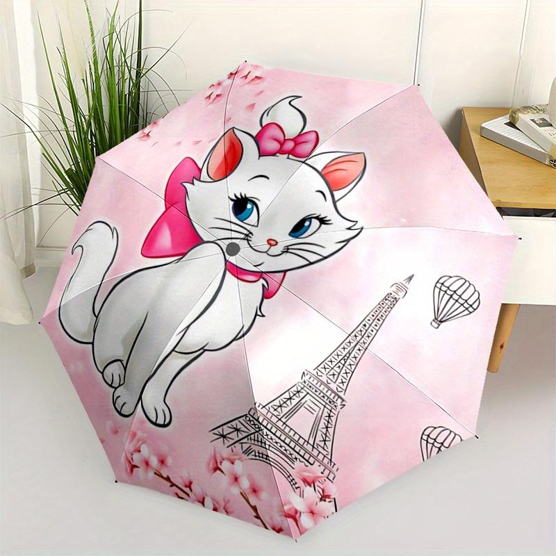 1pc Marie Cat Automatic 3-Fold Umbrella Design, Cute Cartoon Pattern, Portable Outdoor Umbrella, Perfect, Holiday Gift for Disney fans.J063