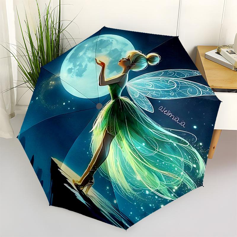 

Tinker bell Themed Travel Umbrella-8 Ribs Automatic Opening and Closing, Portable Folding Design, Compact and Stylish Umbrella