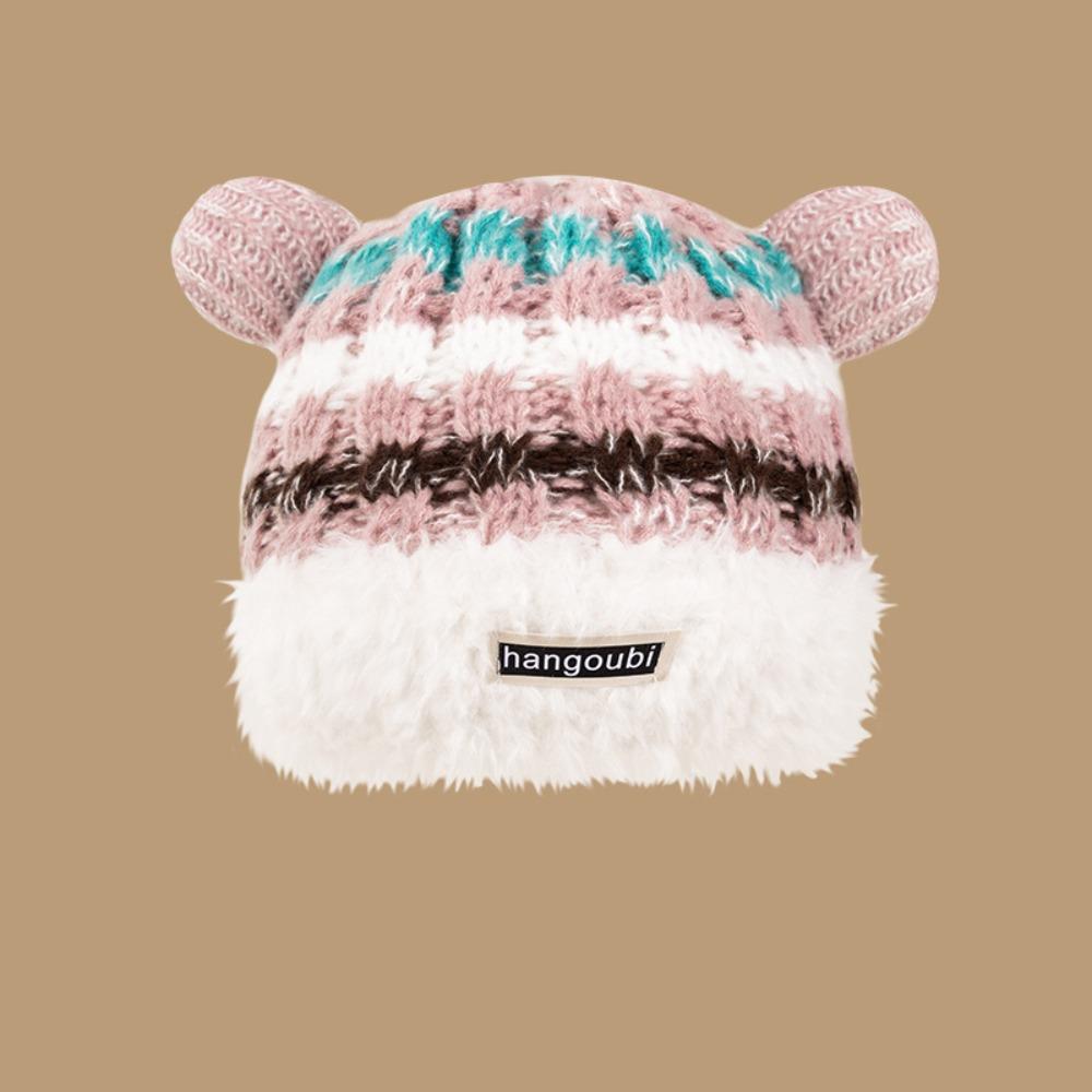 

Thicken Winter Warm Cap Windproof Plush Warm Hat New Style Knitted Hat Outdoor рожевий