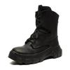 2025 Herren High Top Schuhe Plattform Klobige Sohle Sneaker Leder Schnürung Gothic Absätze Luxuriös Trendig Designer Schwarz Stiefel