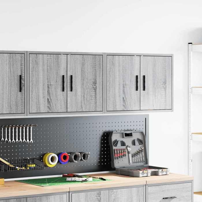 VidaXL Armoires murales de garage 2 pcs sonoma gris bois d'ingénierie 860654
