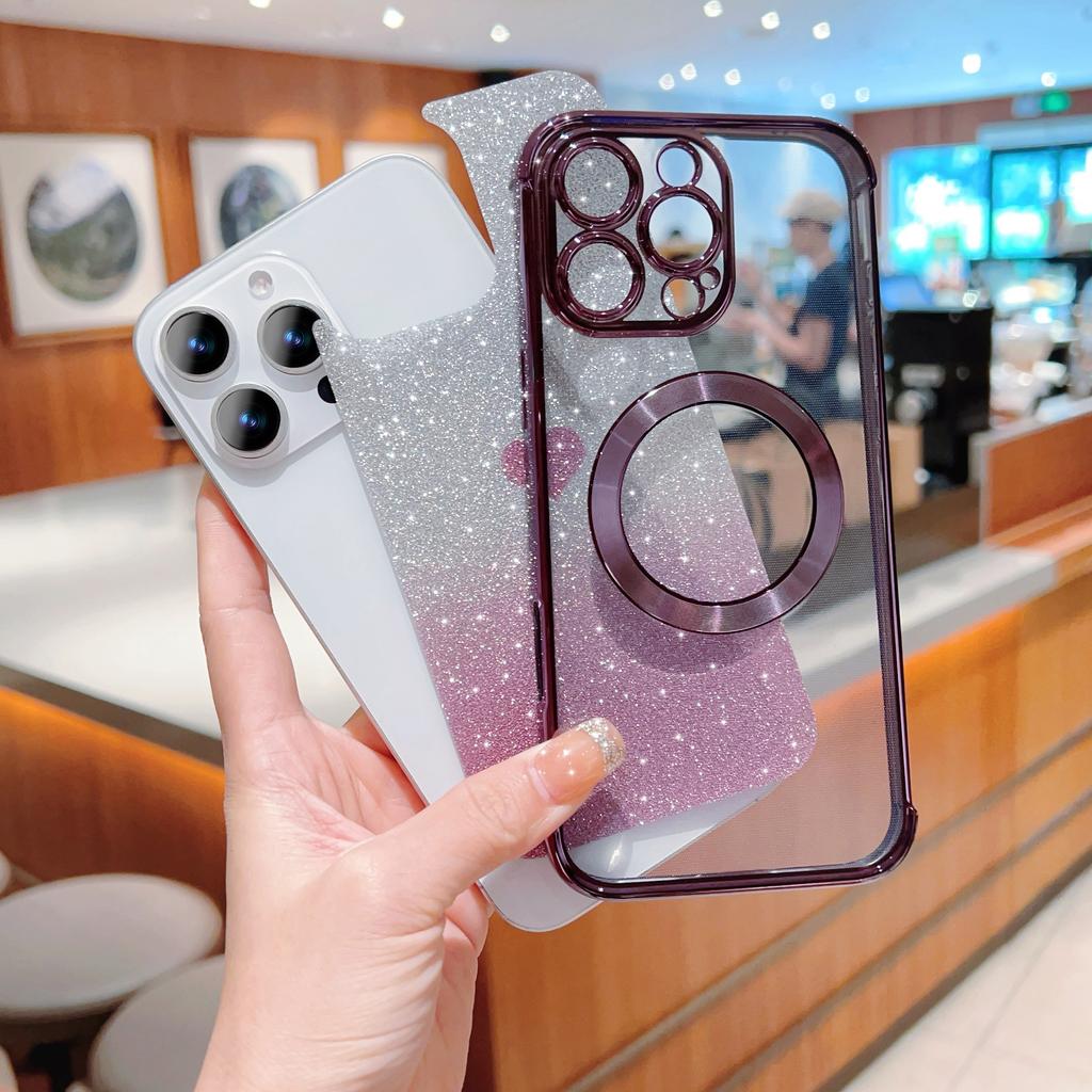 For iPhone 16 Pro Max Case Gradient Sparkle TPU Phone Cover Compatible with MagSafe