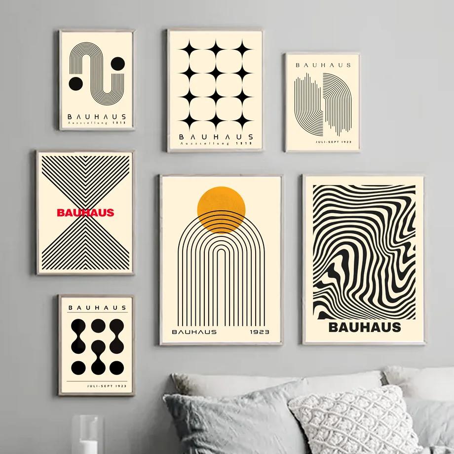 Bauhaus Lines Geometry Stripe Nordic Gallery Minimalist Wall Art Print Canvas Painting Poster for Living Room Modern Home Decor
