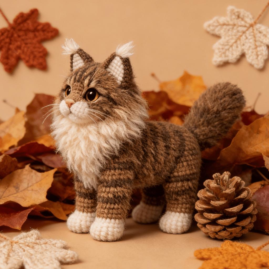 Tabby Cat DIY Crochet Kit for Beginners Adults Birthday Gifts Easy Arts and Crafts Knitting Kit W/ Step-by-Step Tutorials