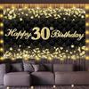 30. 40. 50. Happy Birthday Party Hintergrund Schwarz Gold Diamant Hintergrund Banner 30. 40. 50. Geburtstag Party Dekoration
