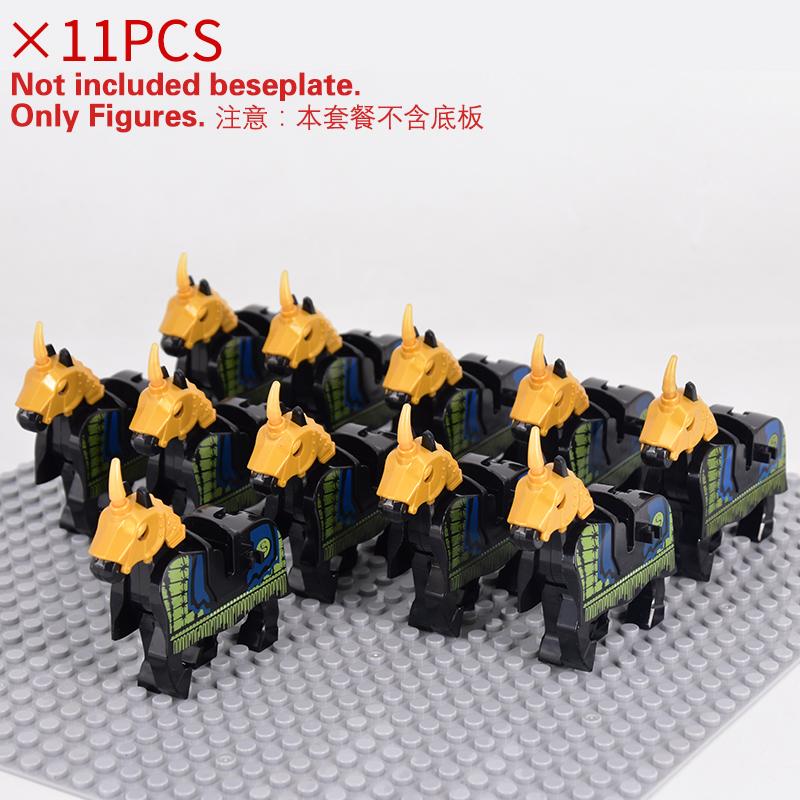 Středověké vojenské sady Figury kavalérie Válečný kůň Zvířata Stavební kostky Díly Rytířské zbraně Příslušenství Hračky pro děti dárky