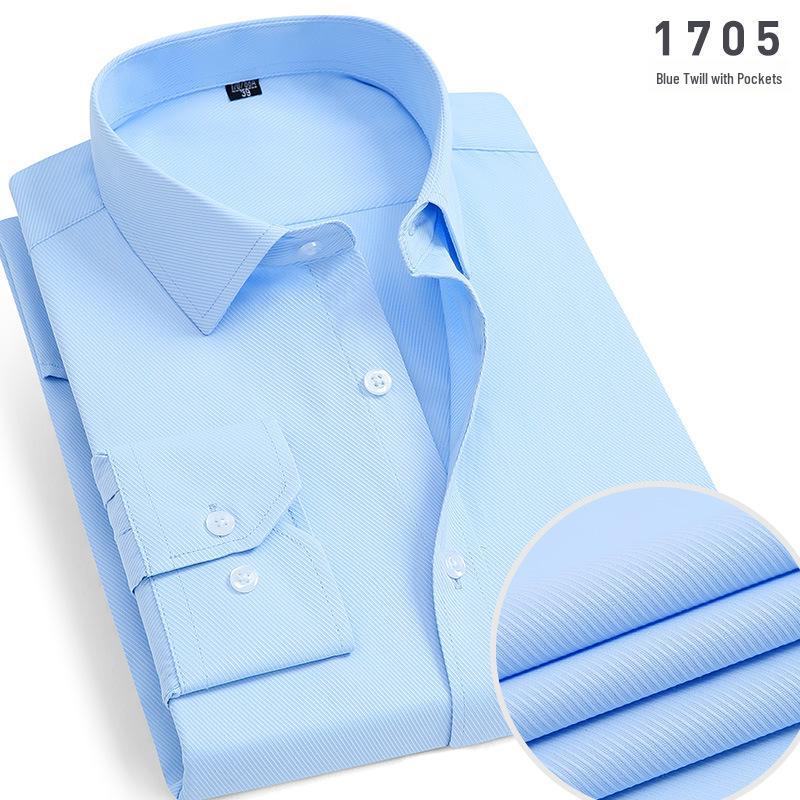 Men's Blue & White Striped Long-Sleeve Shirt - Spring/Summer Professional & Trendy Business Casual Wear