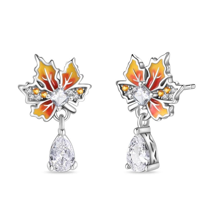 Fashion Spring Series Earrings For Women 925 Silver Color Butterfly Dragonfly Flower Heart Shaped Ear Studs Fine Jewelry Couple