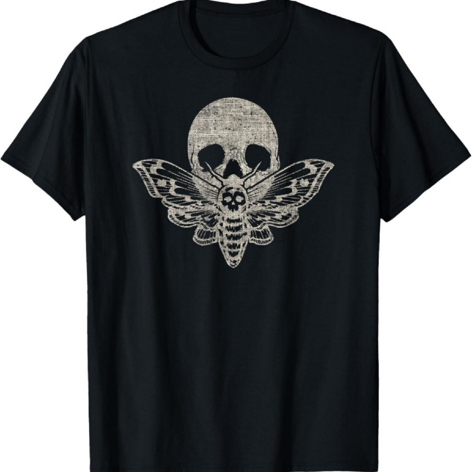 

Death s Head Moth Design Distressed Skull, Halloween T-Shirt XXXXXL чорний