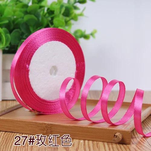 25Yards 6mm Silk Satin Ribbons for Crafts Bow Handmade Gift Wrap Partys Christmas Wedding Decorative Artificial DIY Accessories