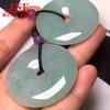 Natural a Type Emerald Round Jade Pendant Mine Timber Waxy Floating Flowers Burma Jade Safety Buckle Sweater Chain